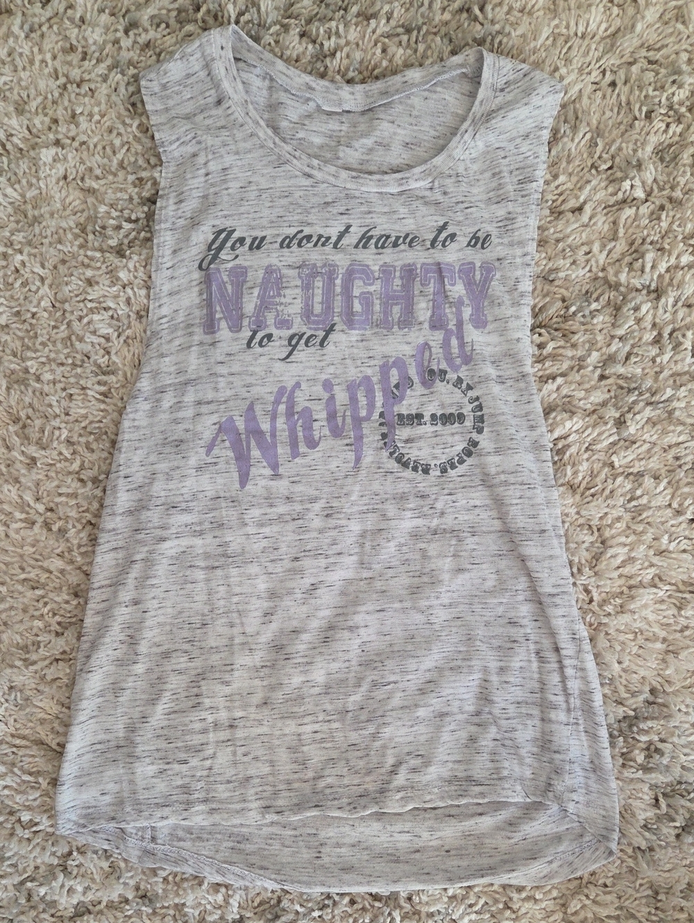 Grey Graphic Tank with Purple Text